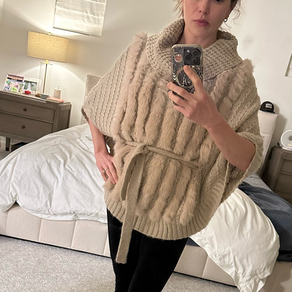 Metric Knits Fur Collection Rabbit Sweater Poncho